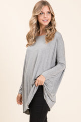 BOMBOM Round Neck Long Sleeve Oversized Top - Admiresty