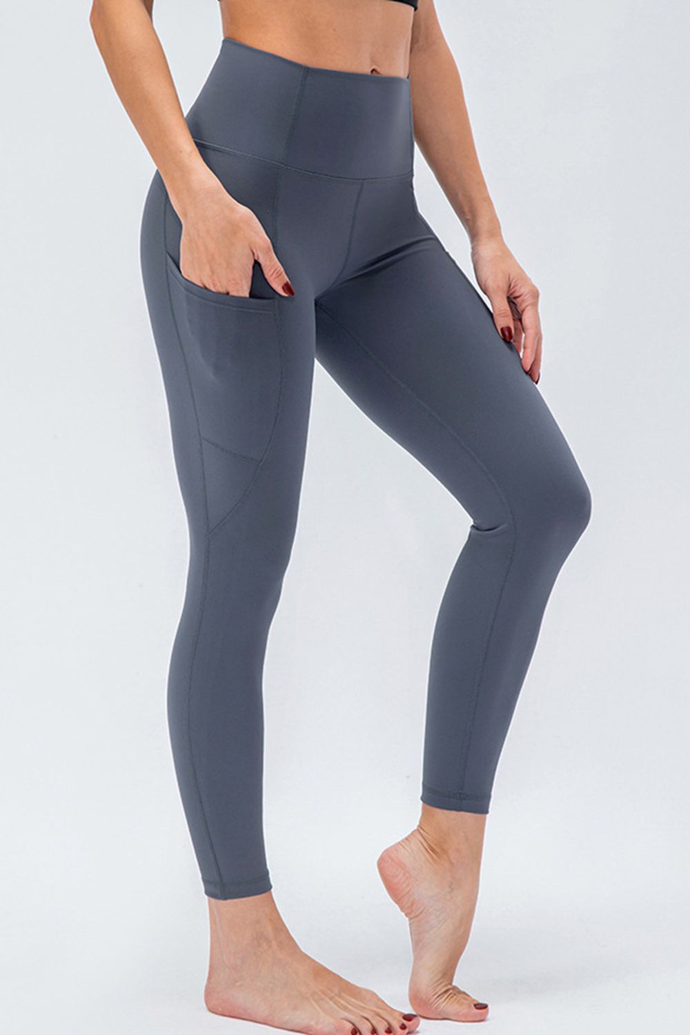 Breathable Wide Waistband Active Leggings with Pockets - Admiresty