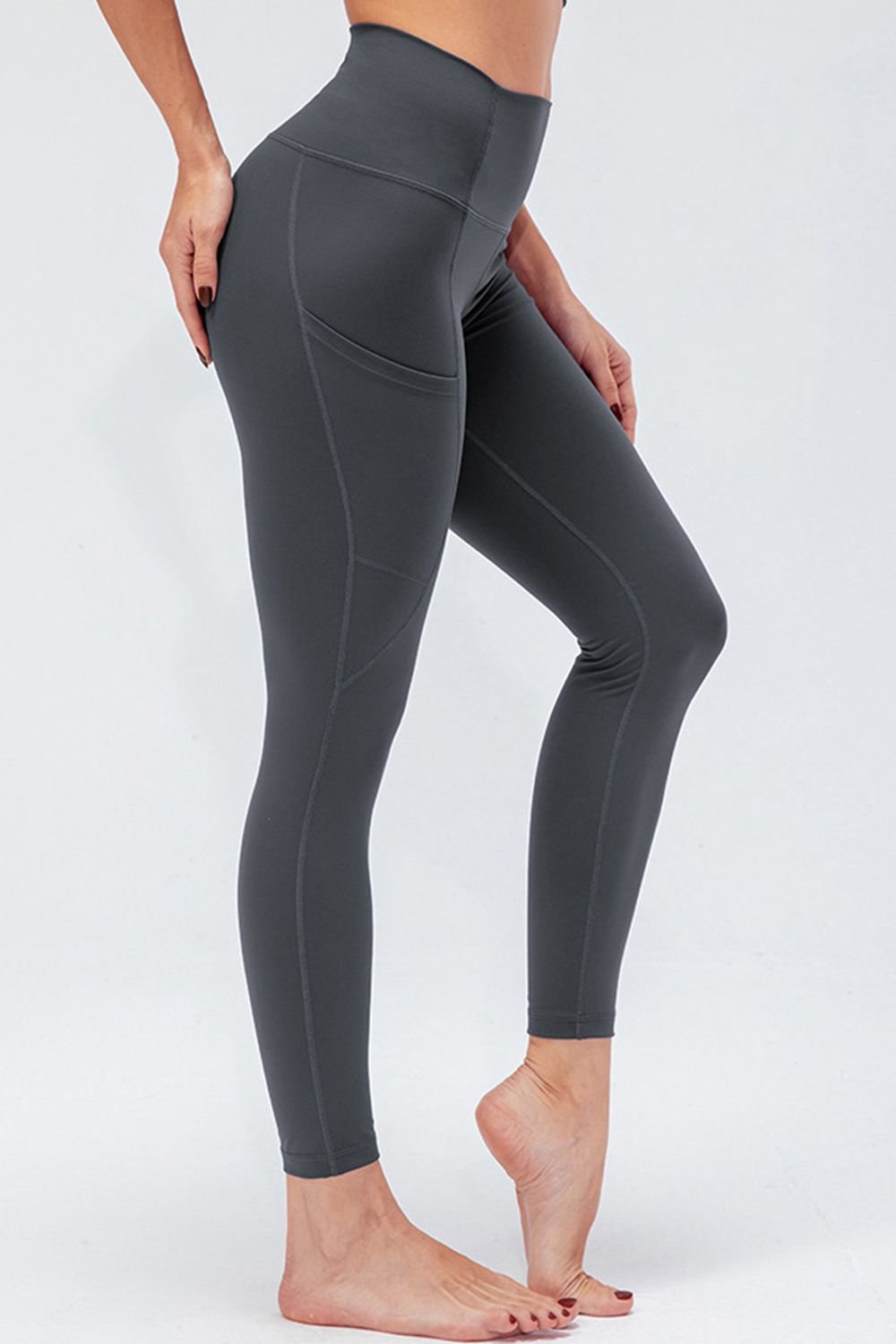 Breathable Wide Waistband Active Leggings with Pockets - Admiresty