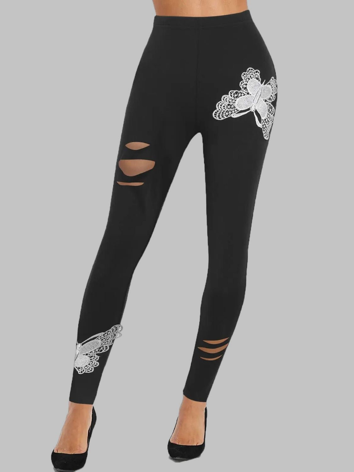 Butterfly Cutout High Waist Leggings - Admiresty