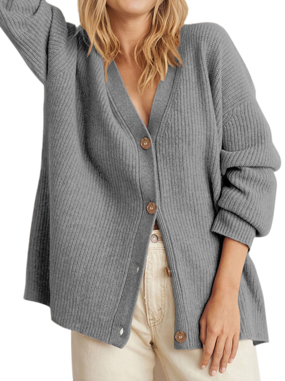 Button Up Long Sleeve Cardigan - Admiresty