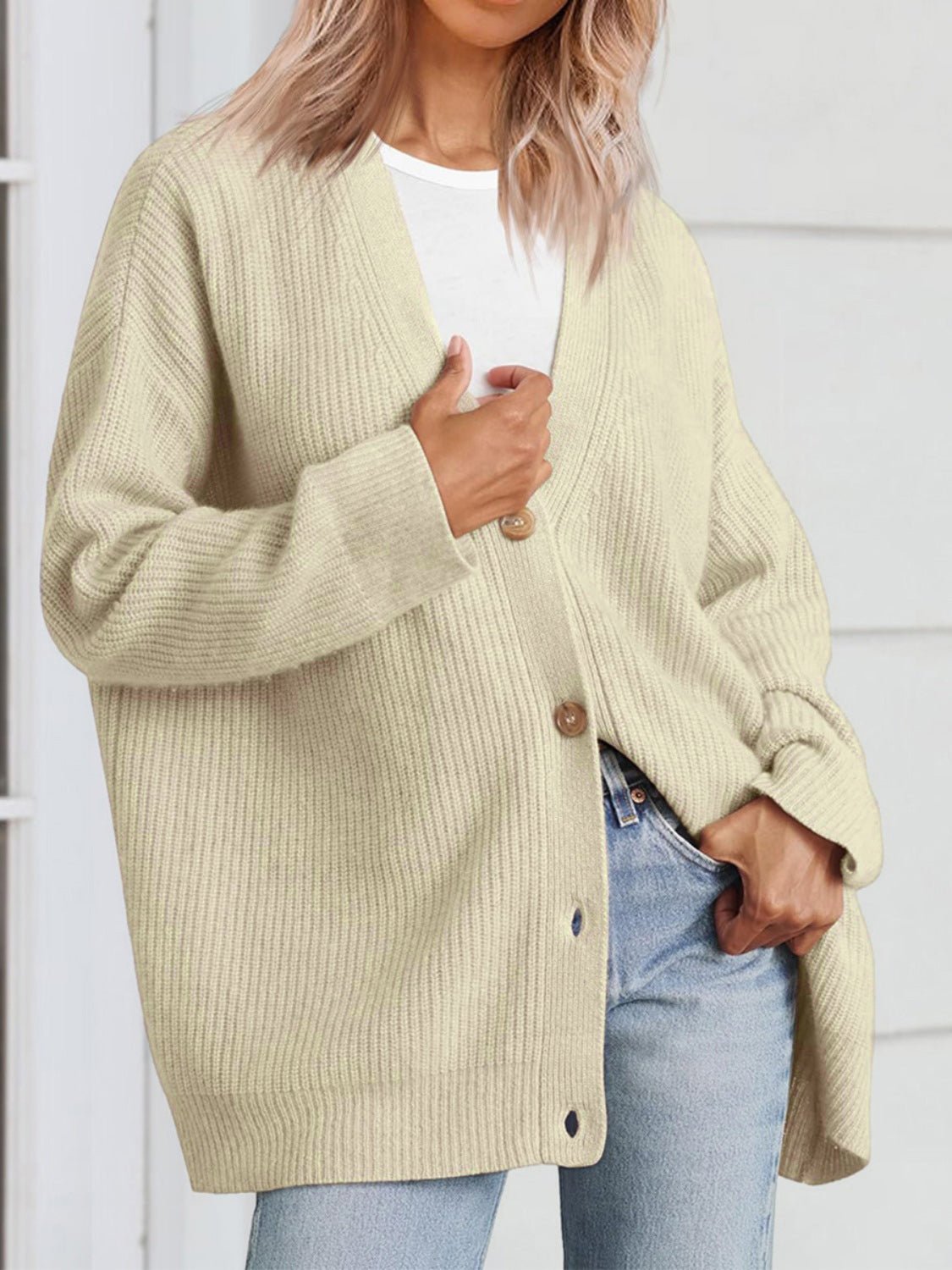 Button Up Long Sleeve Cardigan - Admiresty