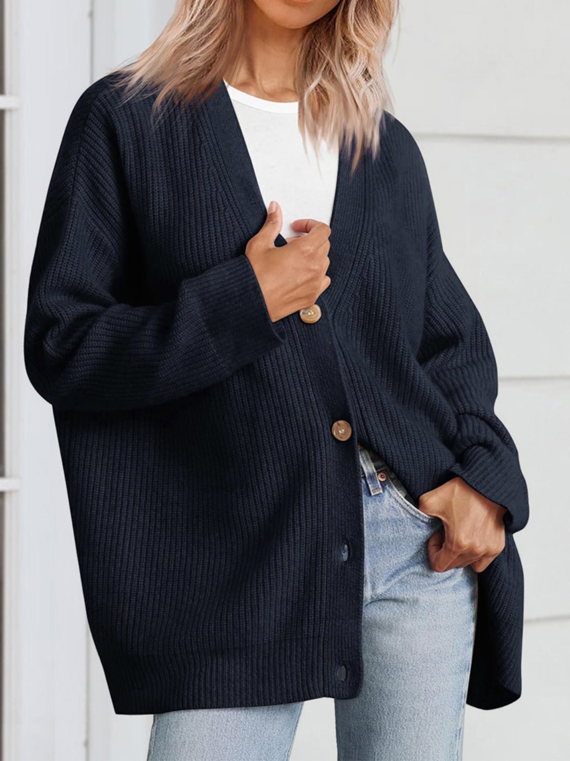 Button Up Long Sleeve Cardigan - Admiresty