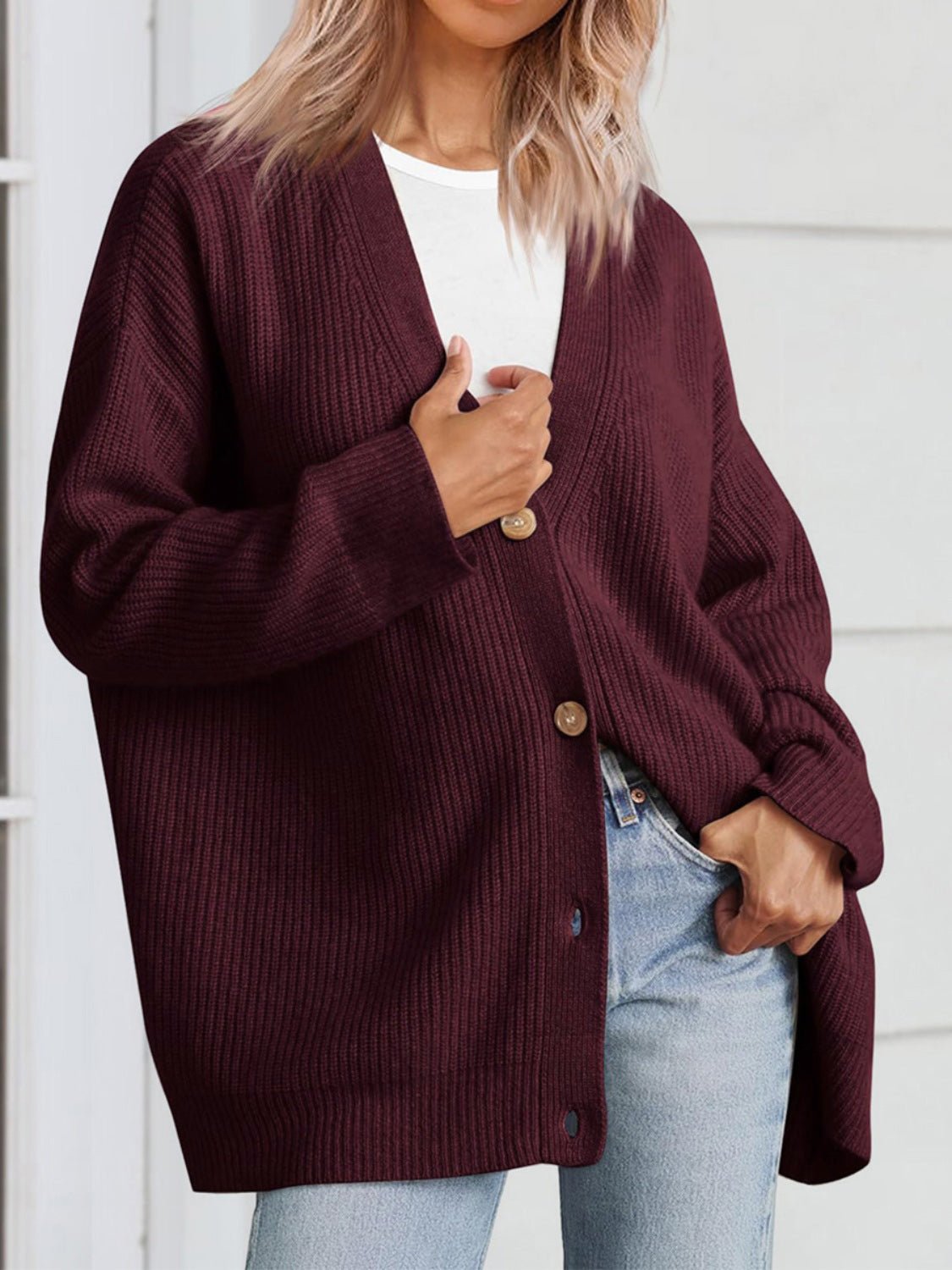 Button Up Long Sleeve Cardigan - Admiresty