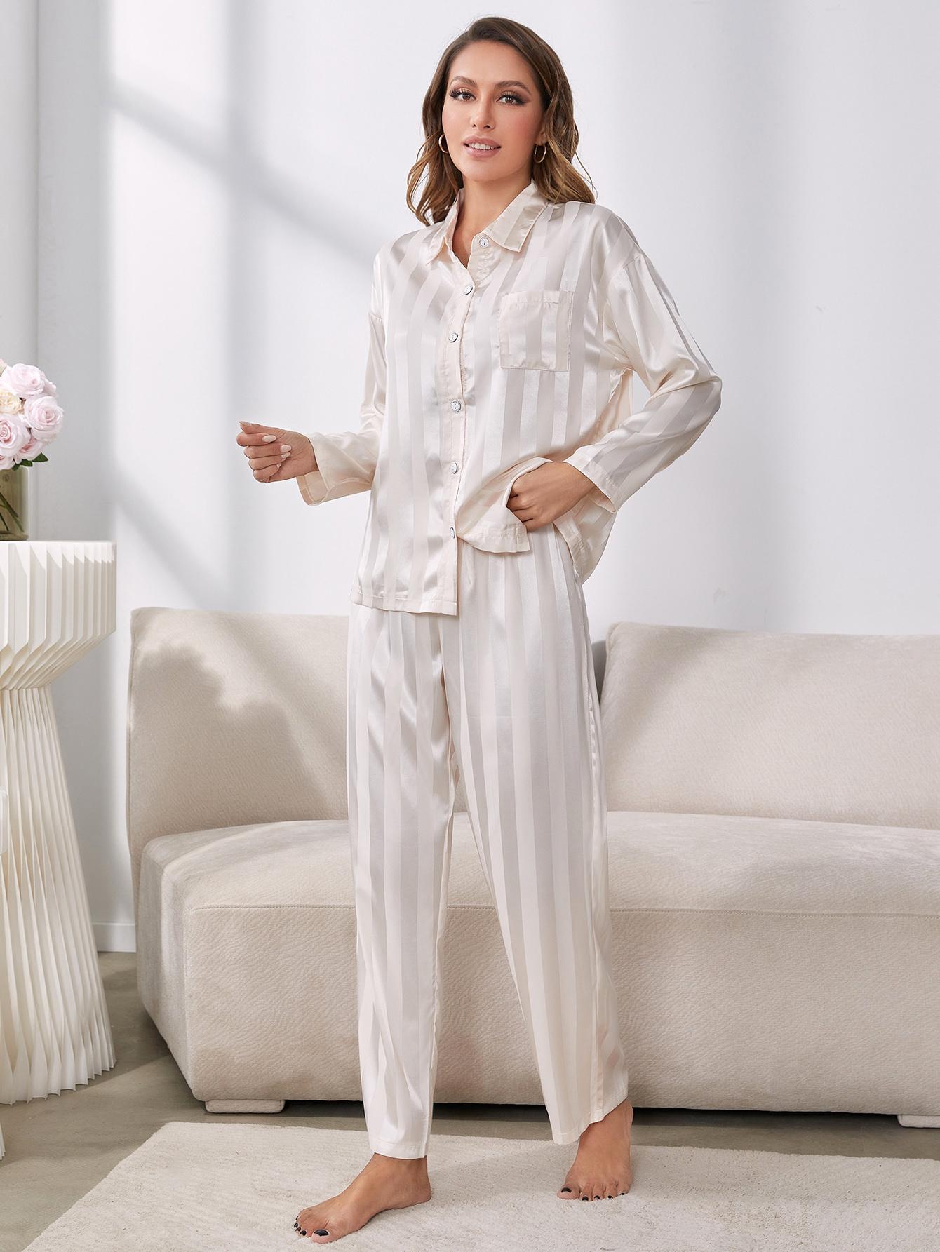 Button - Up Shirt and Pants Pajama Set - Admiresty