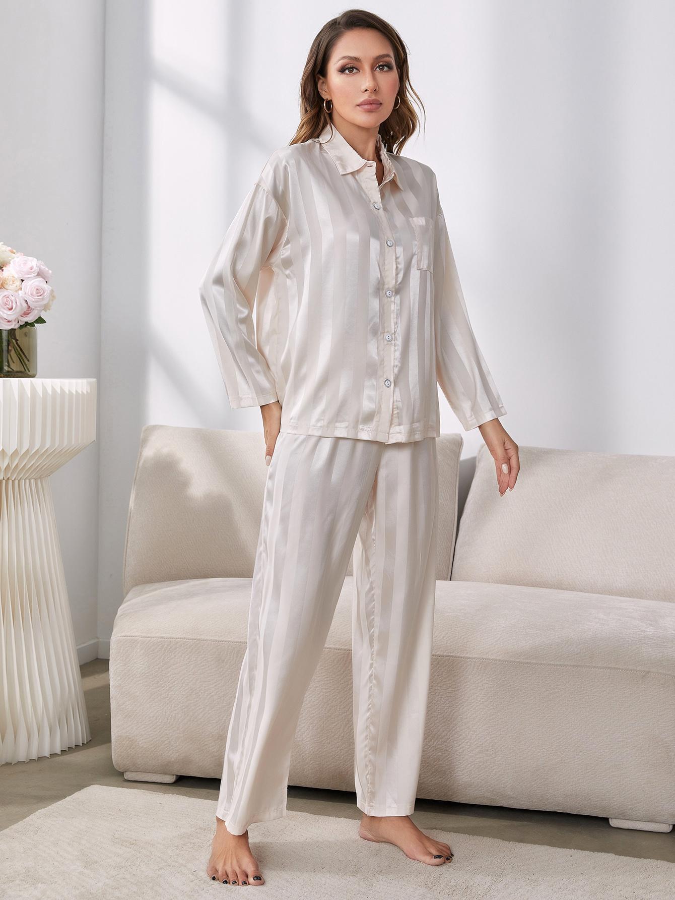 Button - Up Shirt and Pants Pajama Set - Admiresty