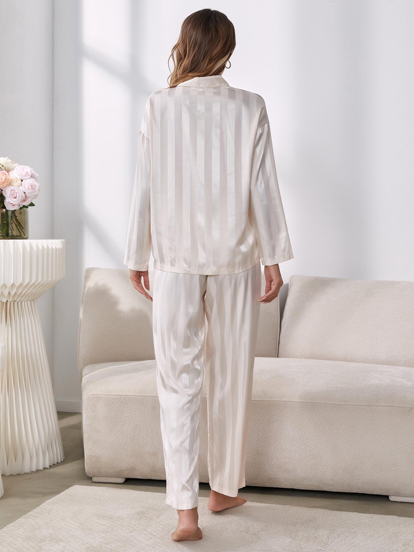 Button - Up Shirt and Pants Pajama Set - Admiresty