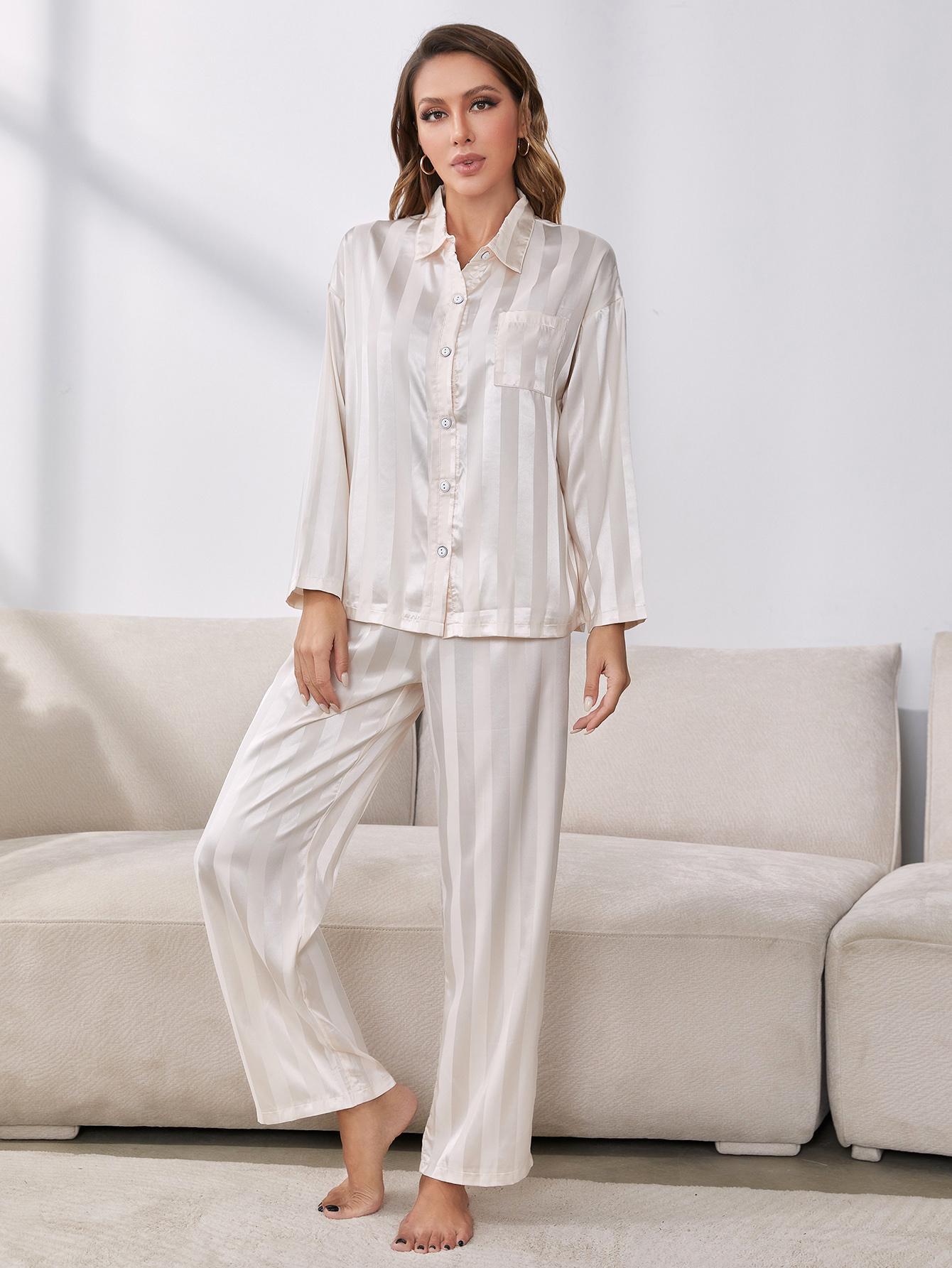 Button - Up Shirt and Pants Pajama Set - Admiresty