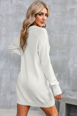 Buttoned Long Sleeve Sweater Dress - Admiresty