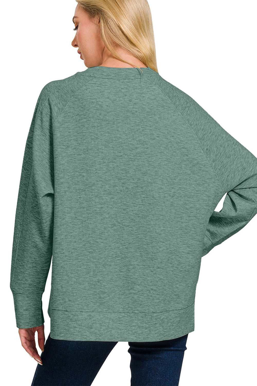 Zenana Scuba Round Neck Side Slit Sweatshirt