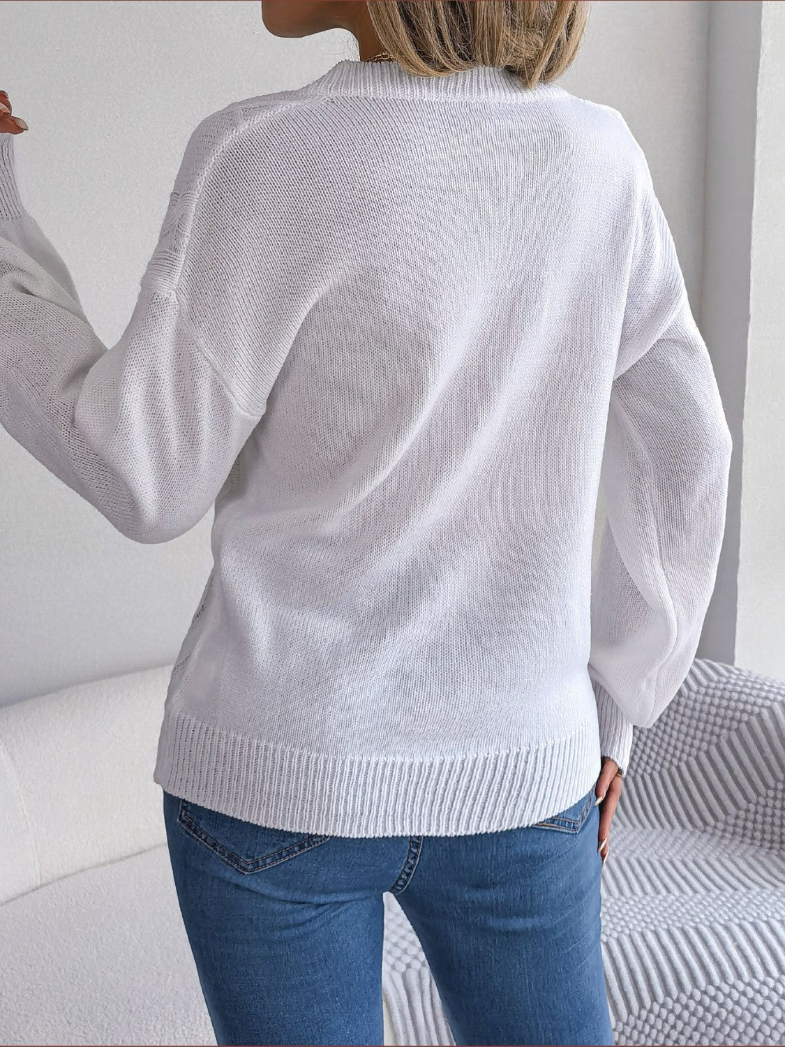 Cable - Knit Buttoned V - Neck Sweater - Admiresty