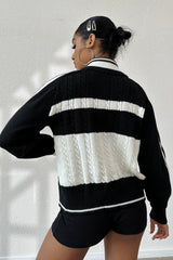 Cable - Knit Color Block Raglan Sleeve Cardigan - Admiresty