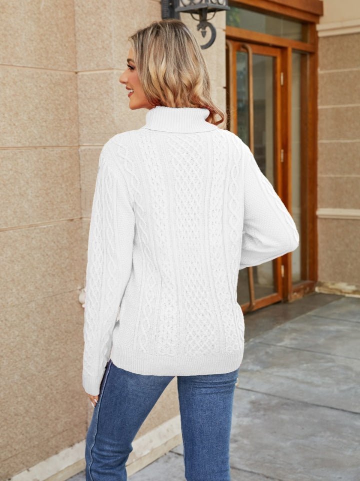 Cable - Knit Mock Neck Sweater - Admiresty