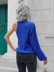 Cable - Knit Round Neck Asymmetrical Sweater - Admiresty