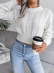 Cable - Knit Round Neck Sweater - Admiresty