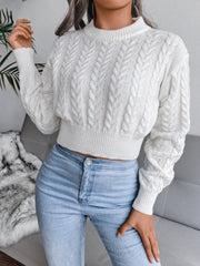 Cable - Knit Round Neck Sweater - Admiresty