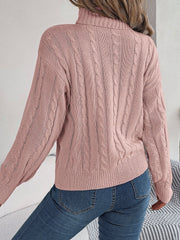 Cable - Knit Turtleneck Dropped Shoulder Sweater - Admiresty