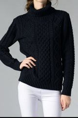 Cable - Knit Turtleneck Long Sleeve Sweater - Admiresty