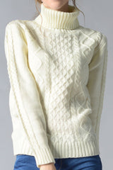 Cable - Knit Turtleneck Pullover Sweater - Admiresty