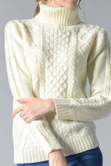 Cable - Knit Turtleneck Pullover Sweater - Admiresty