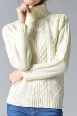 Cable - Knit Turtleneck Pullover Sweater - Admiresty