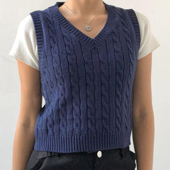 Cable - knit V - Neck Sweater Vest - Admiresty