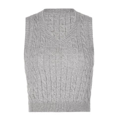 Cable - knit V - Neck Sweater Vest - Admiresty