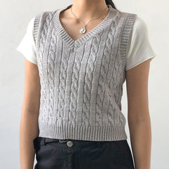 Cable - knit V - Neck Sweater Vest - Admiresty