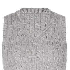 Cable - knit V - Neck Sweater Vest - Admiresty