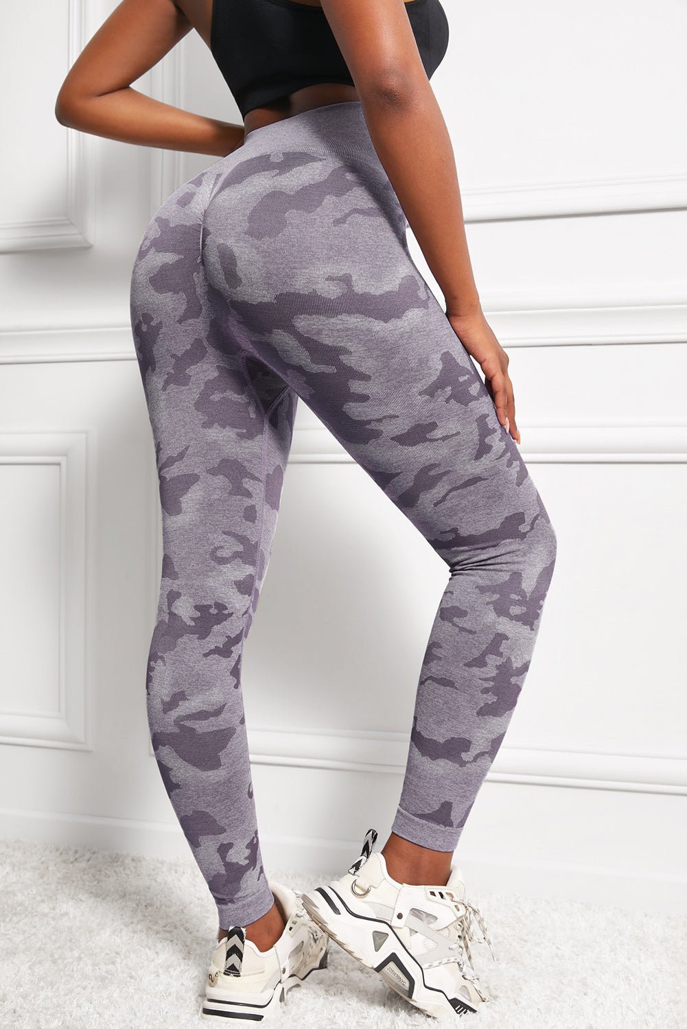 Camo Print Seamless High Waist Yoga Leggings - Admiresty