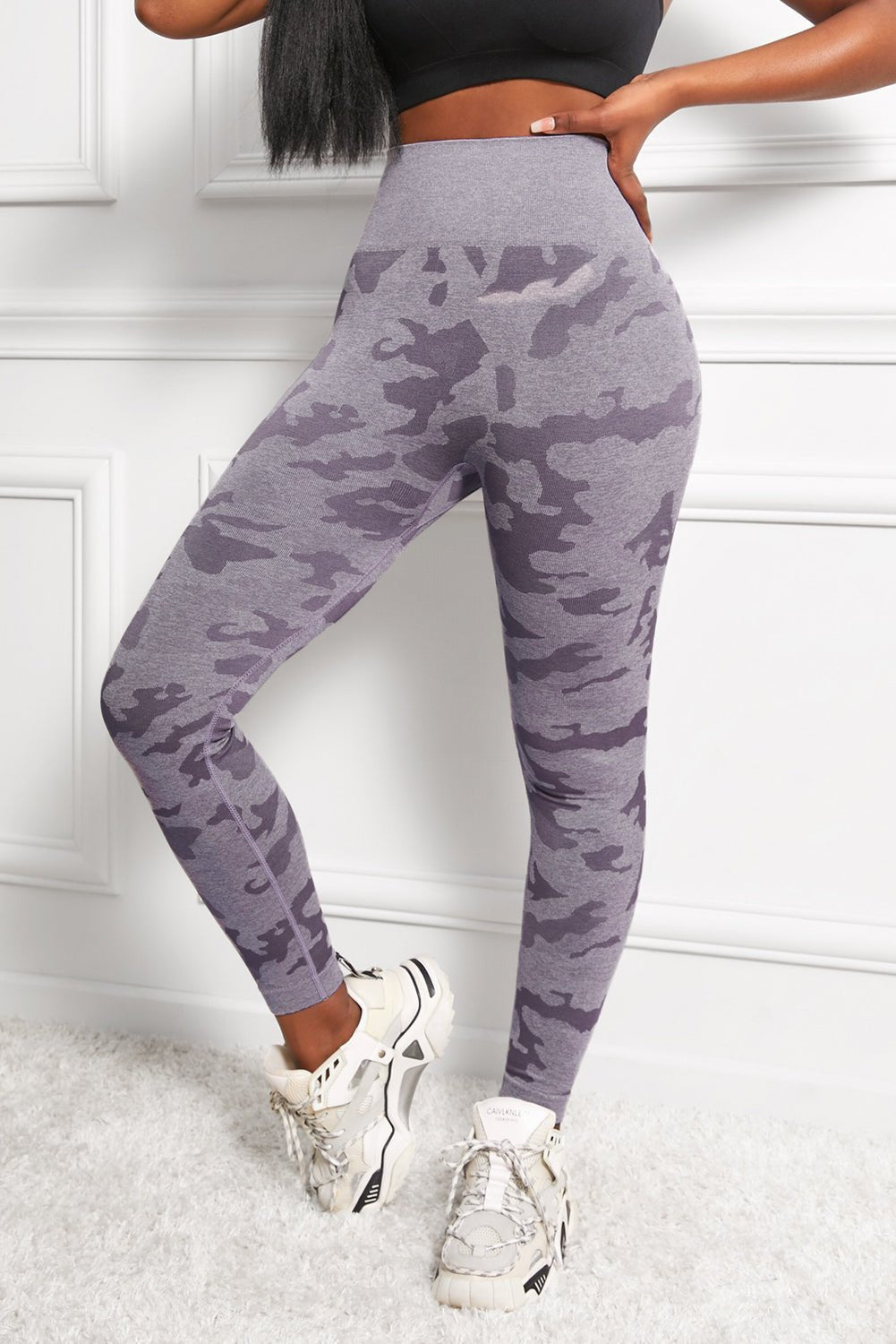 Camo Print Seamless High Waist Yoga Leggings - Admiresty