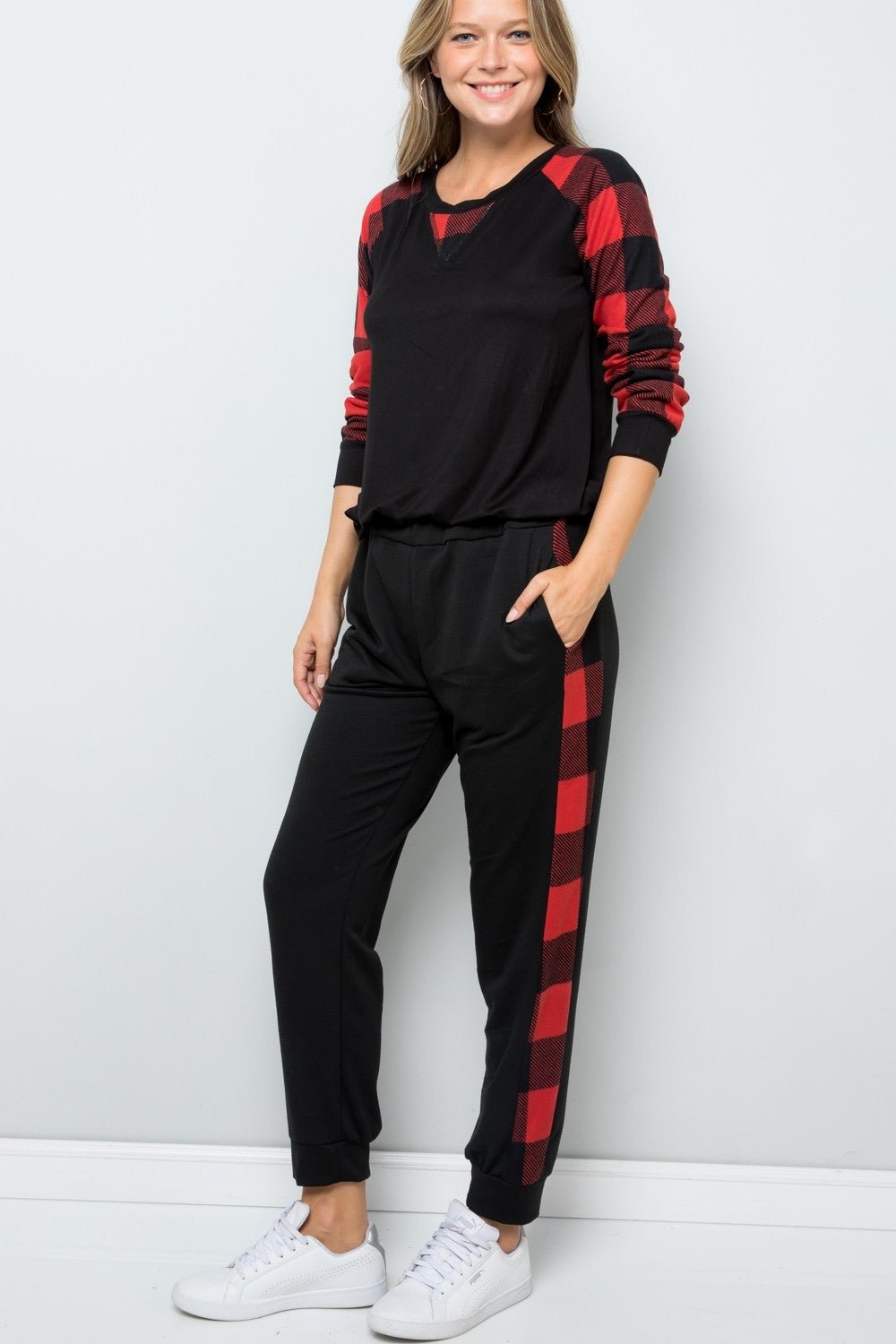 Celeste Design Full Size Plaid Side Print Sweatpants - Admiresty