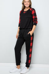 Celeste Design Full Size Plaid Side Print Sweatpants - Admiresty