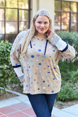 Celeste Design Full Size Polka Dot Drawstring Hoodie - Admiresty