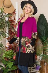 Celeste Full Size Color Block Open Front Cardigan - Admiresty