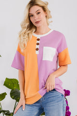 Celeste Full Size Color Block Short Sleeve T - Shirt - Admiresty