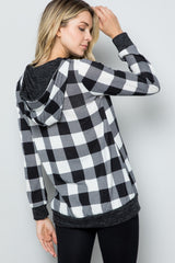 Celeste Full Size Contrast Plaid Long Sleeve Hoodie - Admiresty