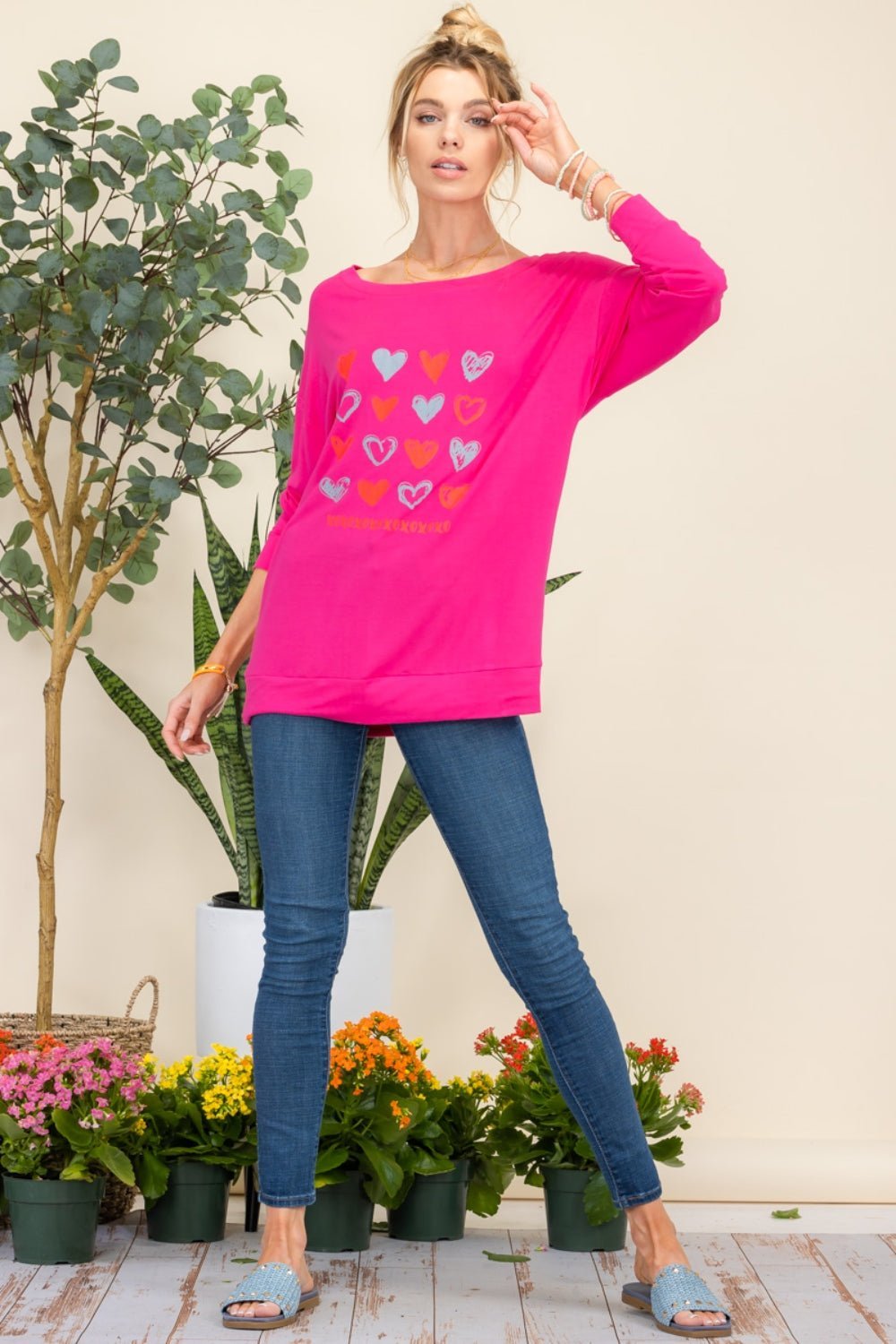 Celeste Full Size Heart Graphic Long Sleeve T - Shirt - Admiresty