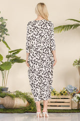 Celeste Full Size Leopard Contrast Dress with Pockets - Admiresty