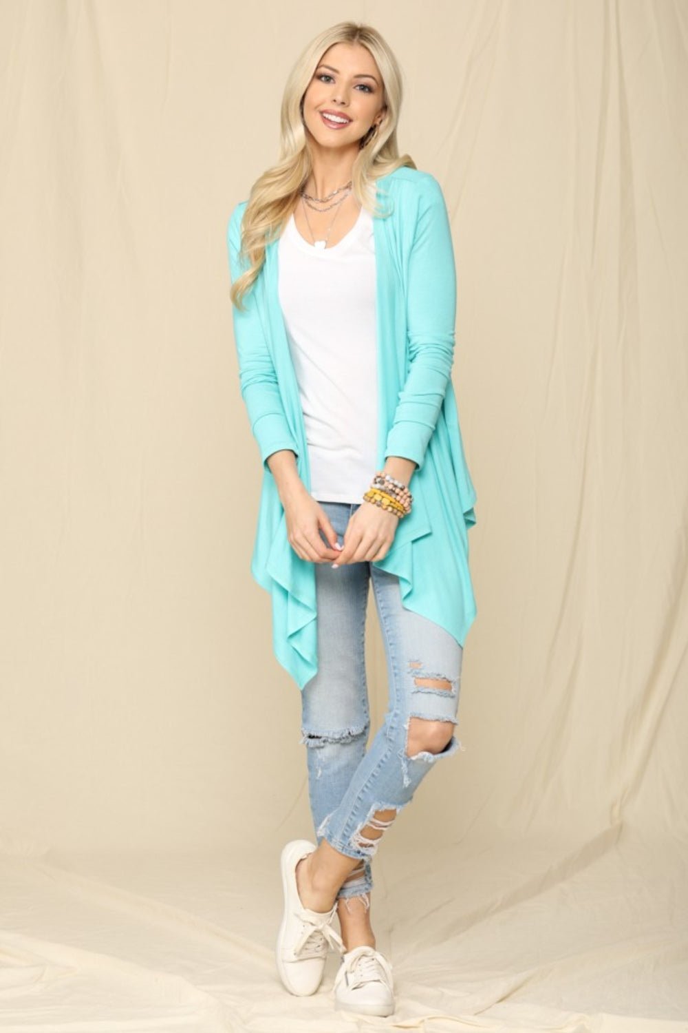 Celeste Full Size Open Front Knit Cardigan - Admiresty