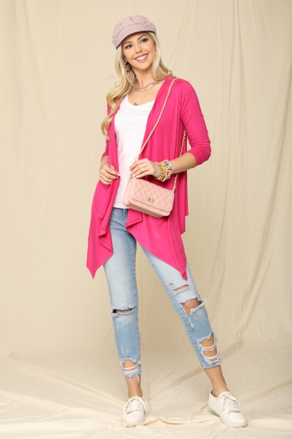 Celeste Full Size Open Front Knit Cardigan - Admiresty