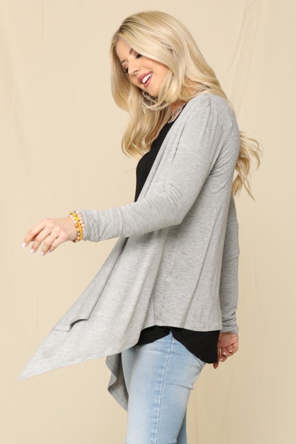 Celeste Full Size Open Front Knit Cardigan - Admiresty