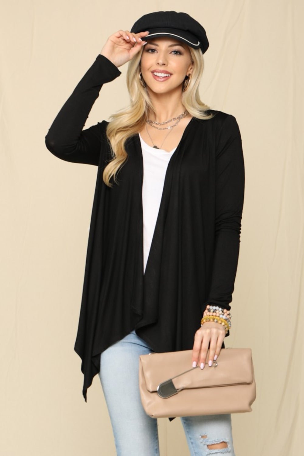 Celeste Full Size Open Front Knit Cardigan - Admiresty