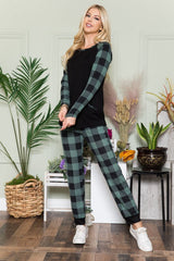 Celeste Plaid Long Sleeve T-Shirt with Pockets - Admiresty