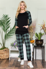 Celeste Plaid Long Sleeve T-Shirt with Pockets - Admiresty