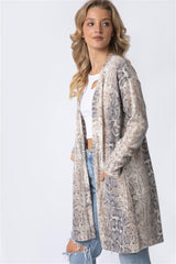 Cherish Apparel Animal Print Flannel Open Front Longline Cardigan - Admiresty