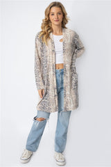 Cherish Apparel Animal Print Flannel Open Front Longline Cardigan - Admiresty