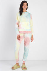 Cherish Apparel Drawstring Tie - Dye Dropped Shoulder Hoodie - Admiresty