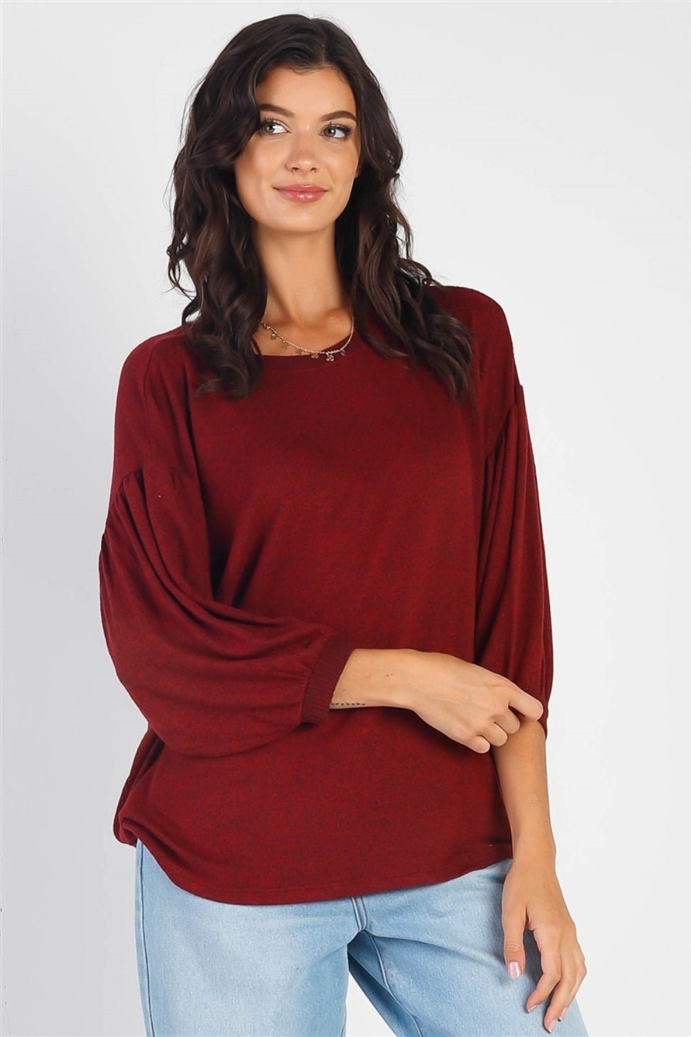 Cherish Apparel Drop Shoulder Puff Sleeve Top - Admiresty