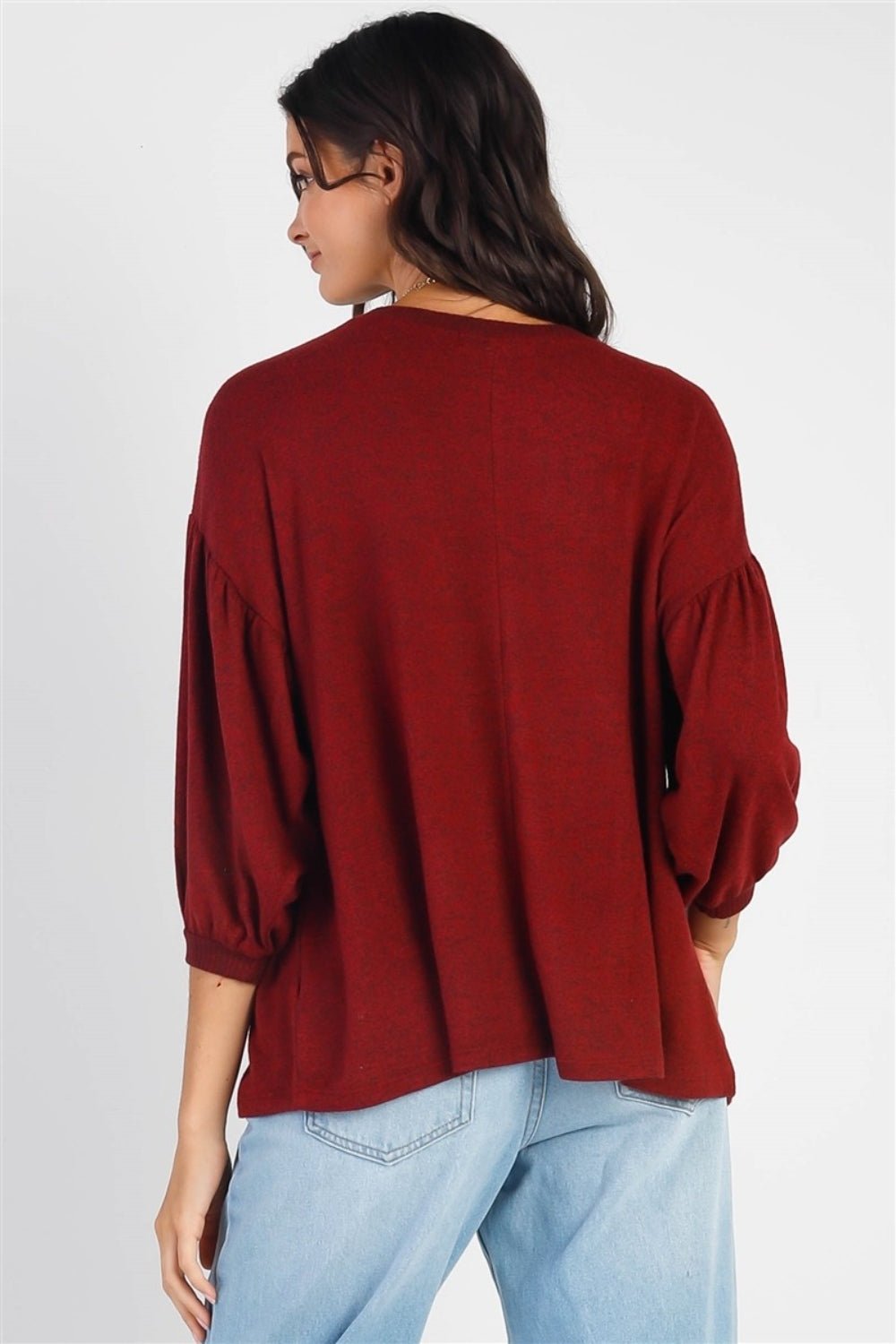 Cherish Apparel Drop Shoulder Puff Sleeve Top - Admiresty